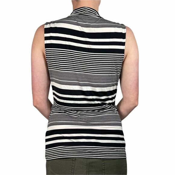 WORTHINGTON Black/Ivory Stripe Cowl Neck Top - Picture 3 of 6